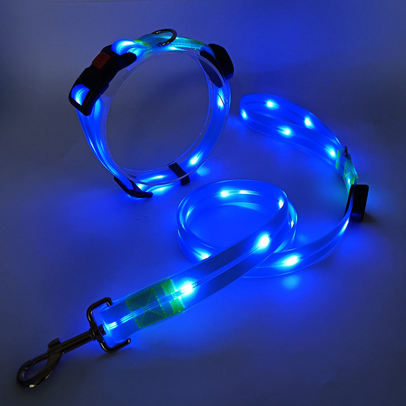 Glowing LED Dog Collar with Leash - NightBright-Yellow-Nora Luxe
