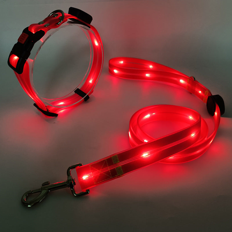 Glowing LED Dog Collar with Leash - NightBright-Yellow-Nora Luxe