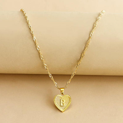 Gold Initial Heart Pendant Necklace - Amara-B-Nora Luxe