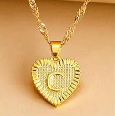 Personalized Initial Heart Charm Necklace - Pexav