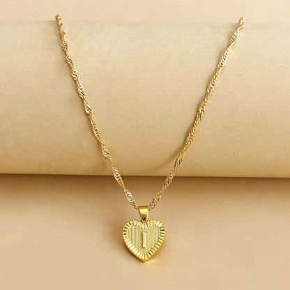 Gold Initial Heart Pendant Necklace - Amara-I-Nora Luxe