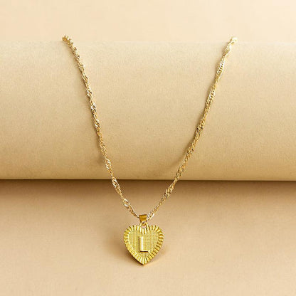 Gold Initial Heart Pendant Necklace - Amara-L-Nora Luxe