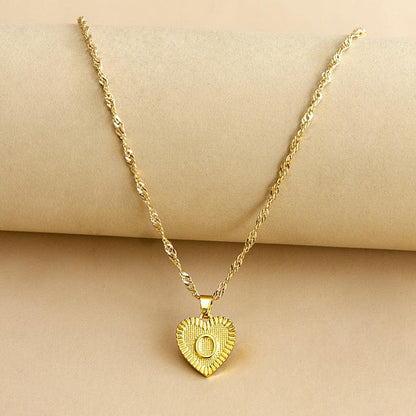 Gold Initial Heart Pendant Necklace - Amara-O-Nora Luxe