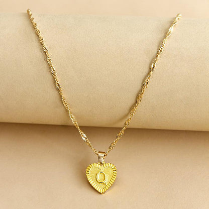 Gold Initial Heart Pendant Necklace - Amara-Q-Nora Luxe