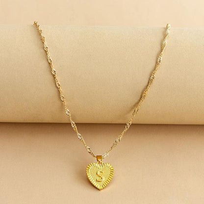 Gold Initial Heart Pendant Necklace - Amara-S-Nora Luxe
