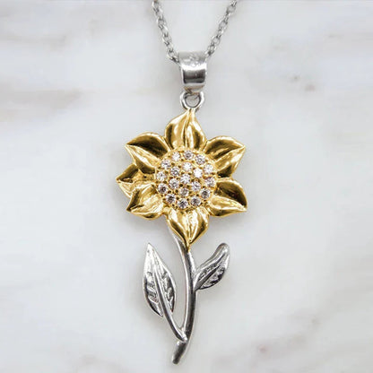 Silver Women's Necklace with Yellow Flower Pendant - Pexav