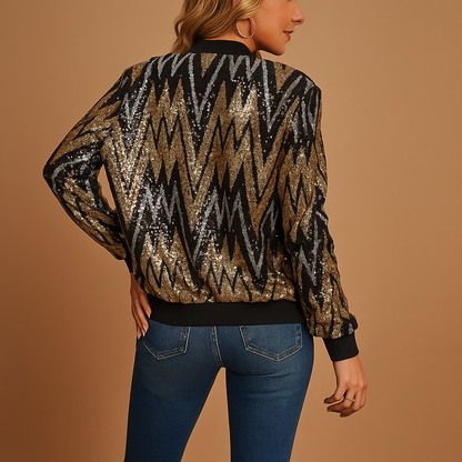 Gold statement coat for women with tailored fit, collar, and structured design, perfect for parties, semi-formal events, and elegant daily wear.