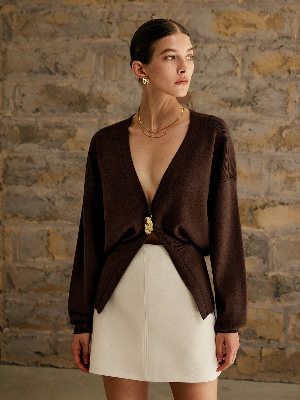 Simple Classic Button Cardigan - Pexav