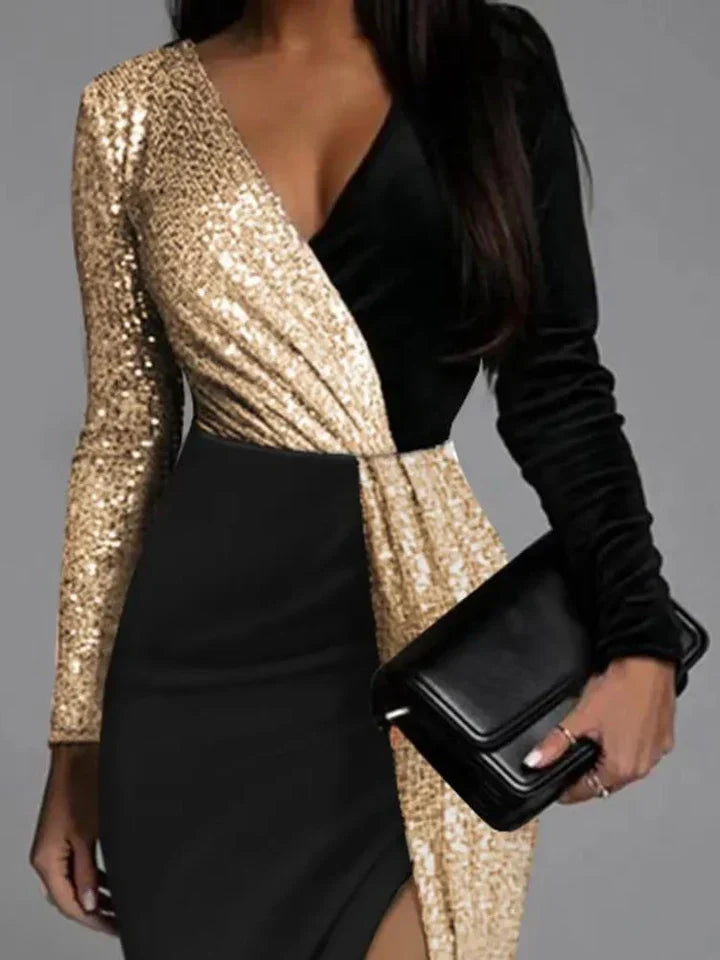 Golden Glitter Dress - StarGlow-S-Nora Luxe