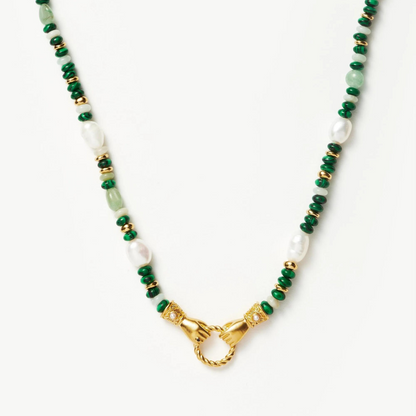 Elegant Beaded Gem Stone 925 Silver Necklace