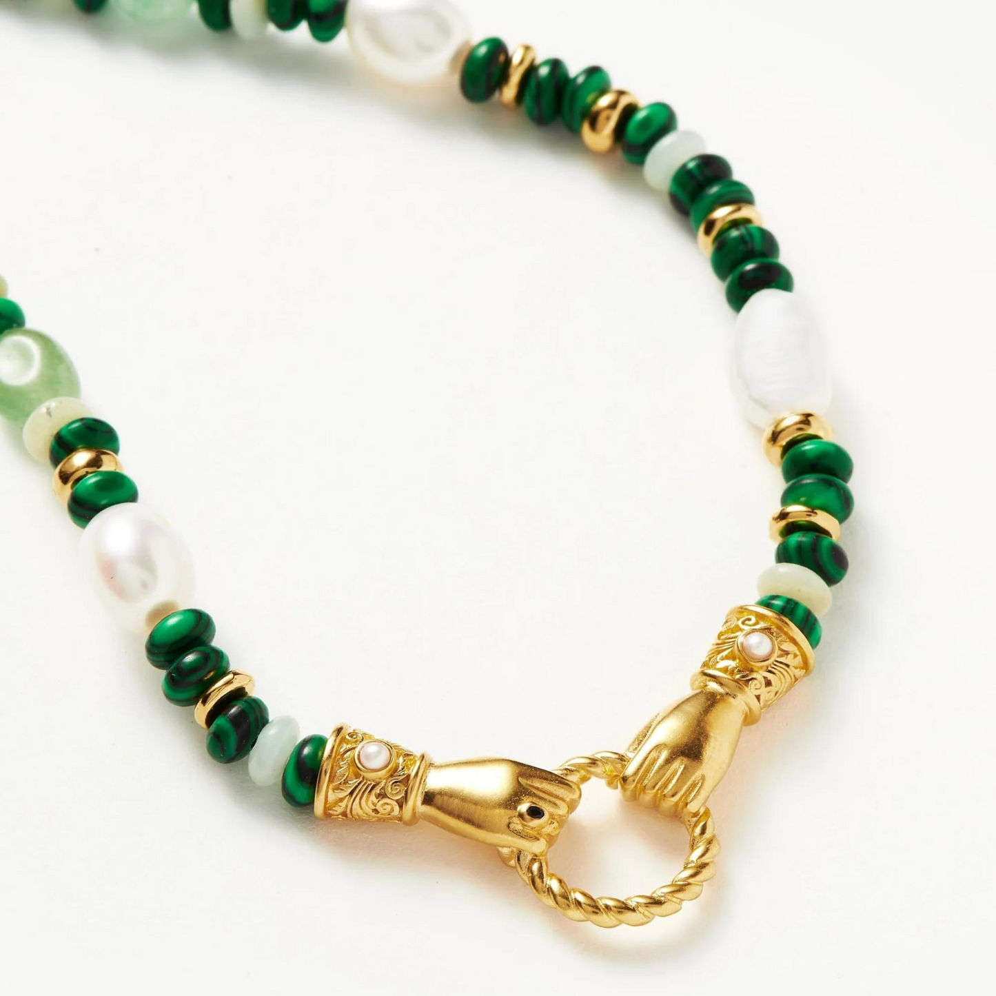Elegant Beaded Gem Stone 925 Silver Necklace