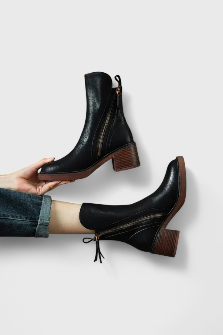 Chic Low Heel Ankle Boots for Women - Olytrend