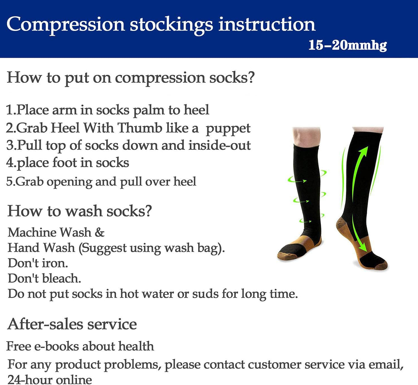 Gradual Compression Copper Socks 15-20mmHg (8 Pairs) - StepRelief-Black 1-S-M-Nora Luxe