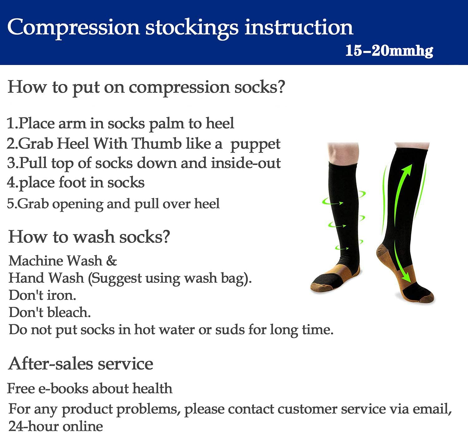 Gradual Compression Copper Socks 15-20mmHg (8 Pairs) - StepRelief-Black 1-S-M-Nora Luxe