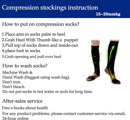 Gradual Compression Copper Socks 15-20mmHg (8 Pairs) - StepRelief-Black 1-S-M-Nora Luxe