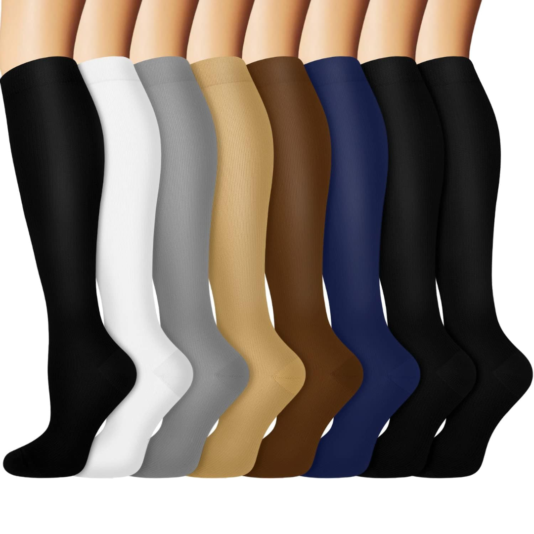 Supportive Copper Arch Support Socks 15-20mmHg (8 Pack) - Pexav