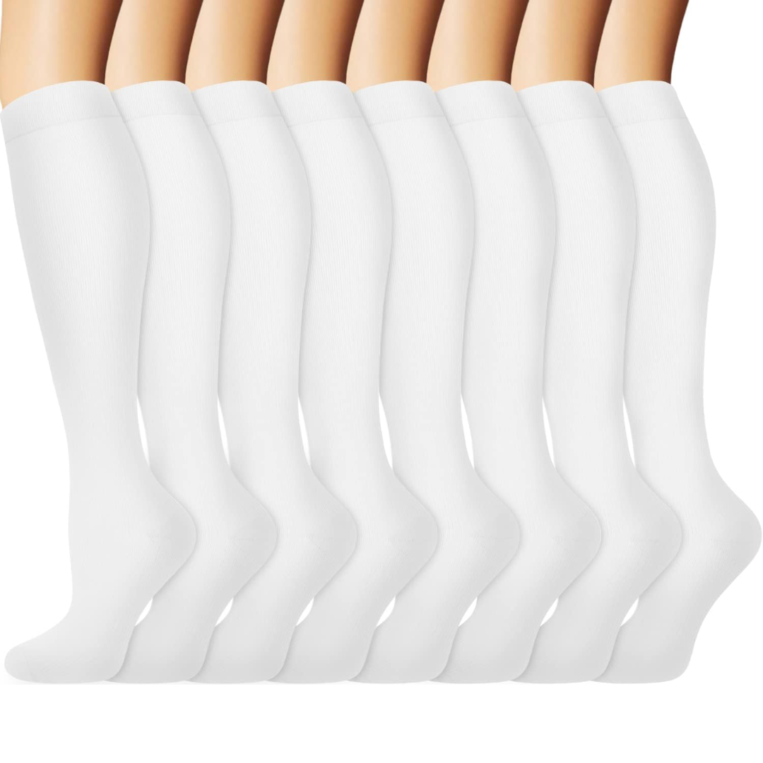 Gradual Compression Copper Socks 15-20mmHg (8 Pairs) - StepRelief-White 2-S-M-Nora Luxe