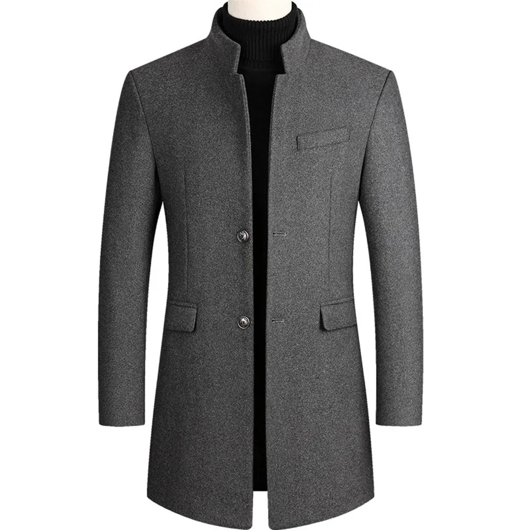 Classic Black Mens Overcoat with Elegant Style