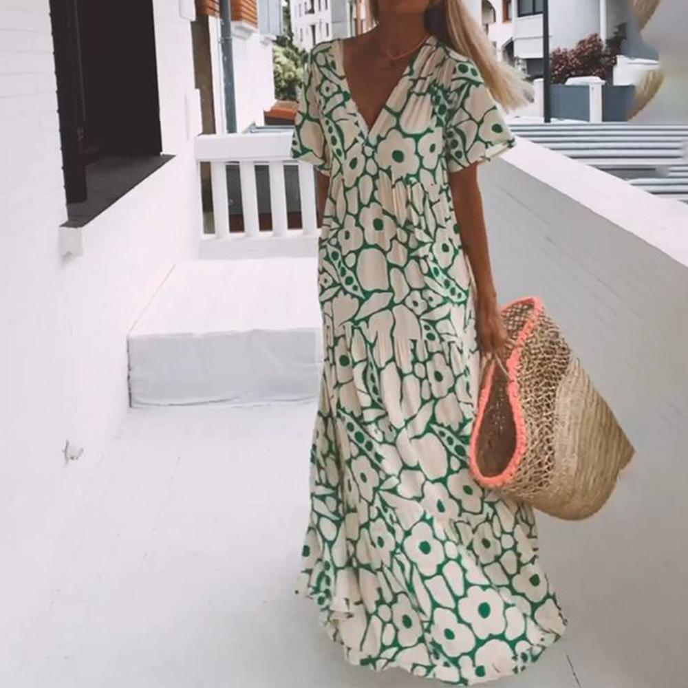 Long Sleeveless Floral Summer Dress - Elisa - Pexav
