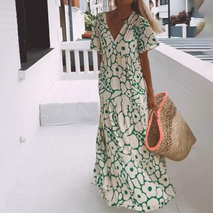 Long Sleeveless Floral Summer Dress - Elisa - Pexav