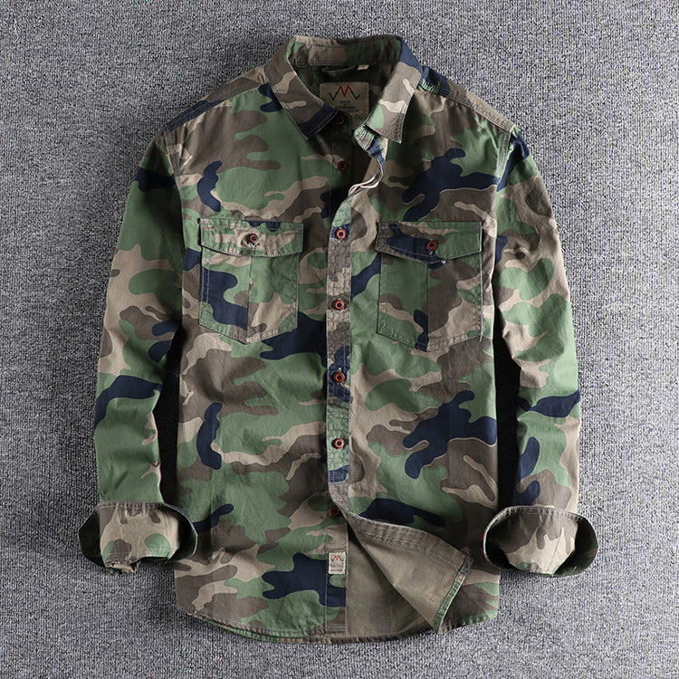 Casual Camo Jacket with Button Front and Pockets - Nocini