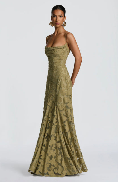 Image of Greta | Women's Spaghetti Strap A-Line Maxi Dress