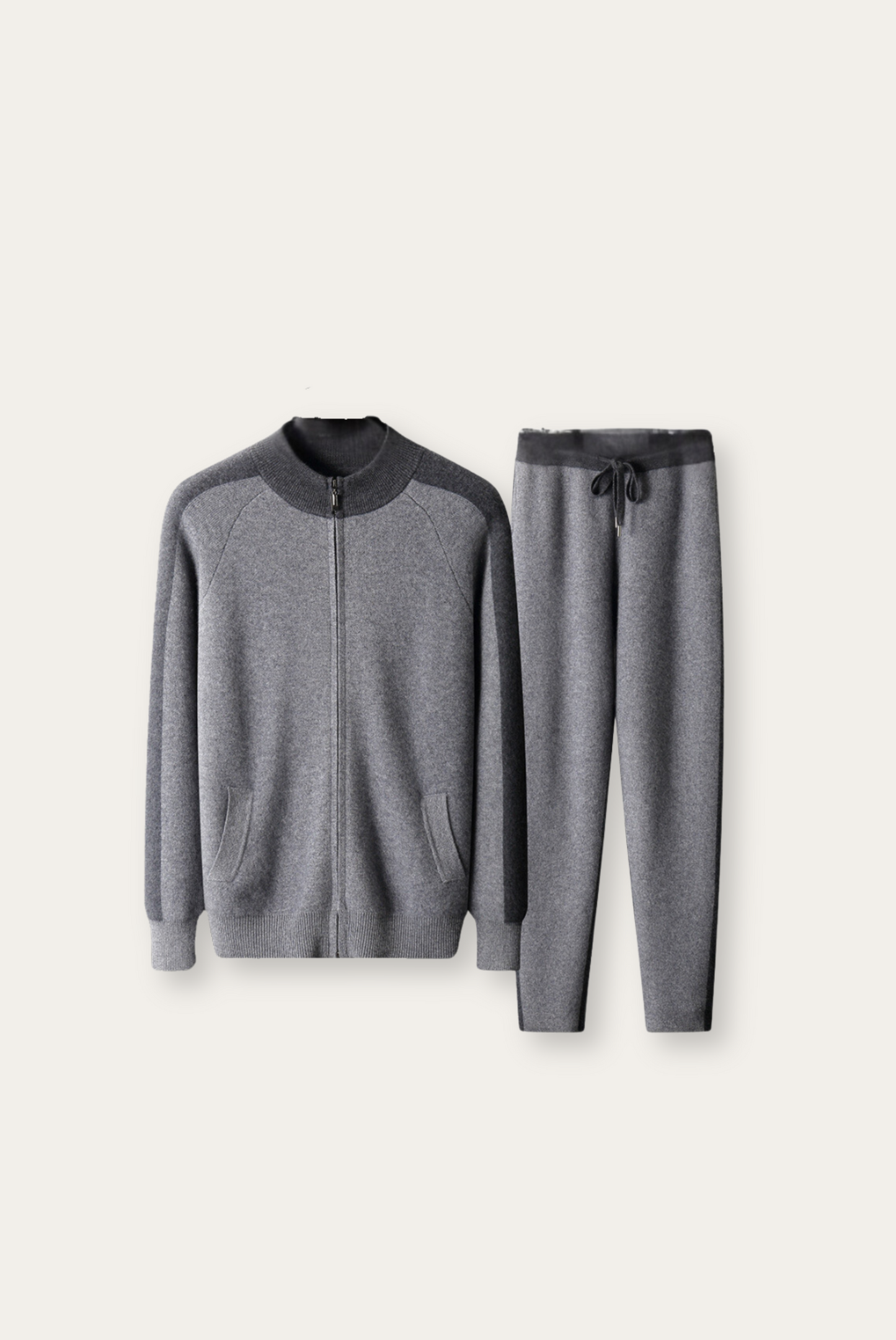 Soft Grey Merino Wool Sweater Set - Pexav