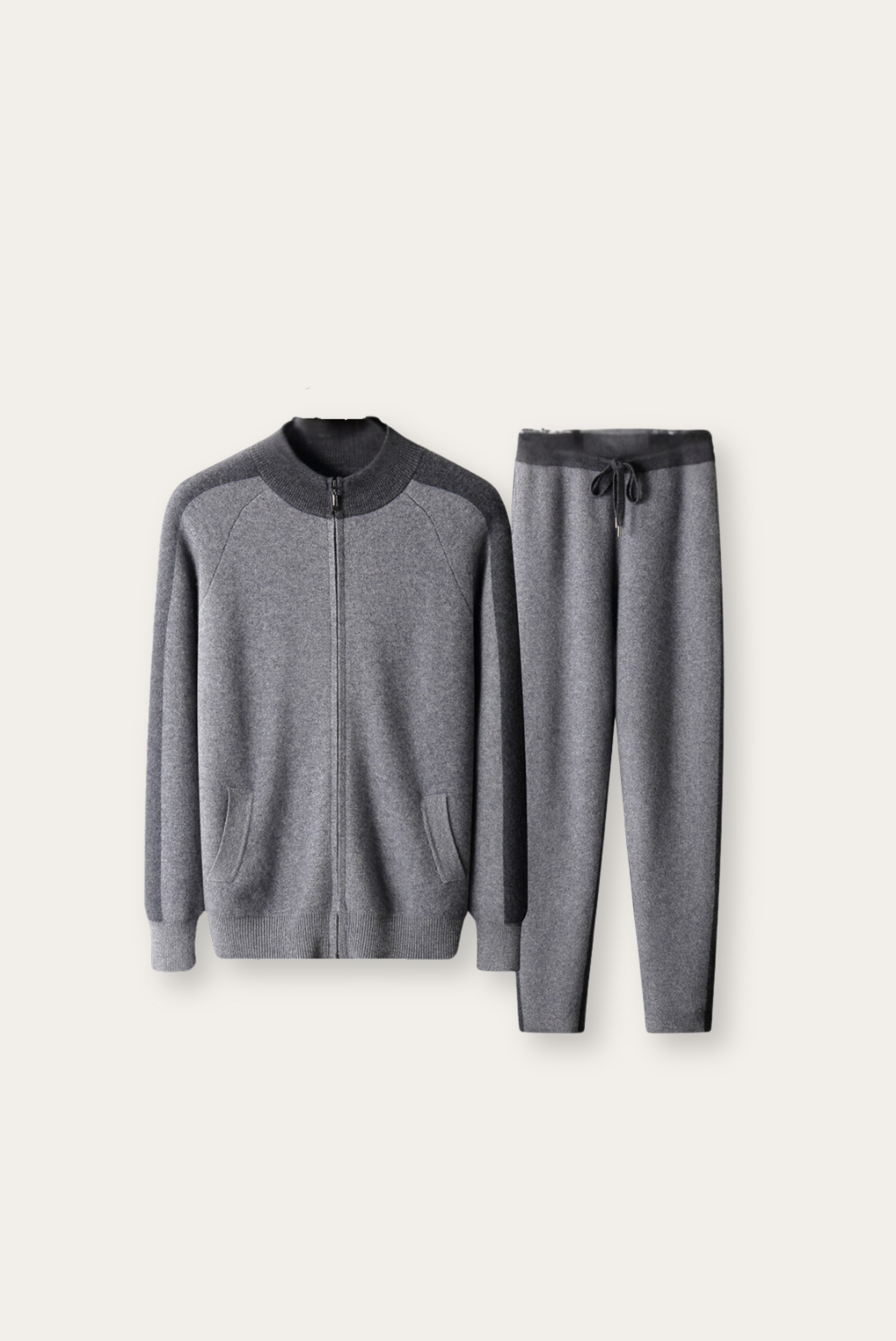 Soft Grey Merino Wool Sweater Set - Pexav
