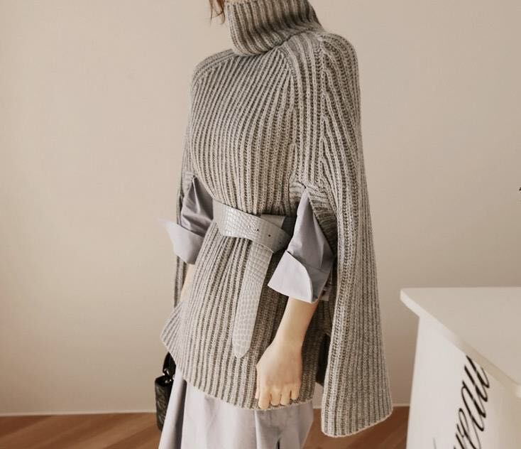 Cozy Oversized Knit Winter Sweater Poncho