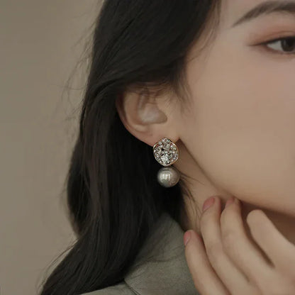 Elegant Beige Crystal Drop Earrings - Pexav