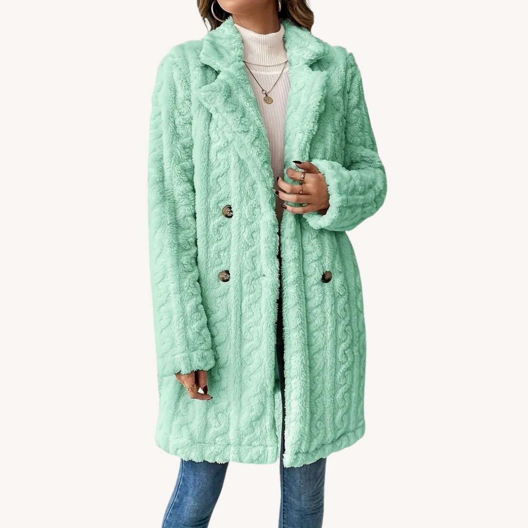 Ladies Luxury Faux Fur Trench Coat