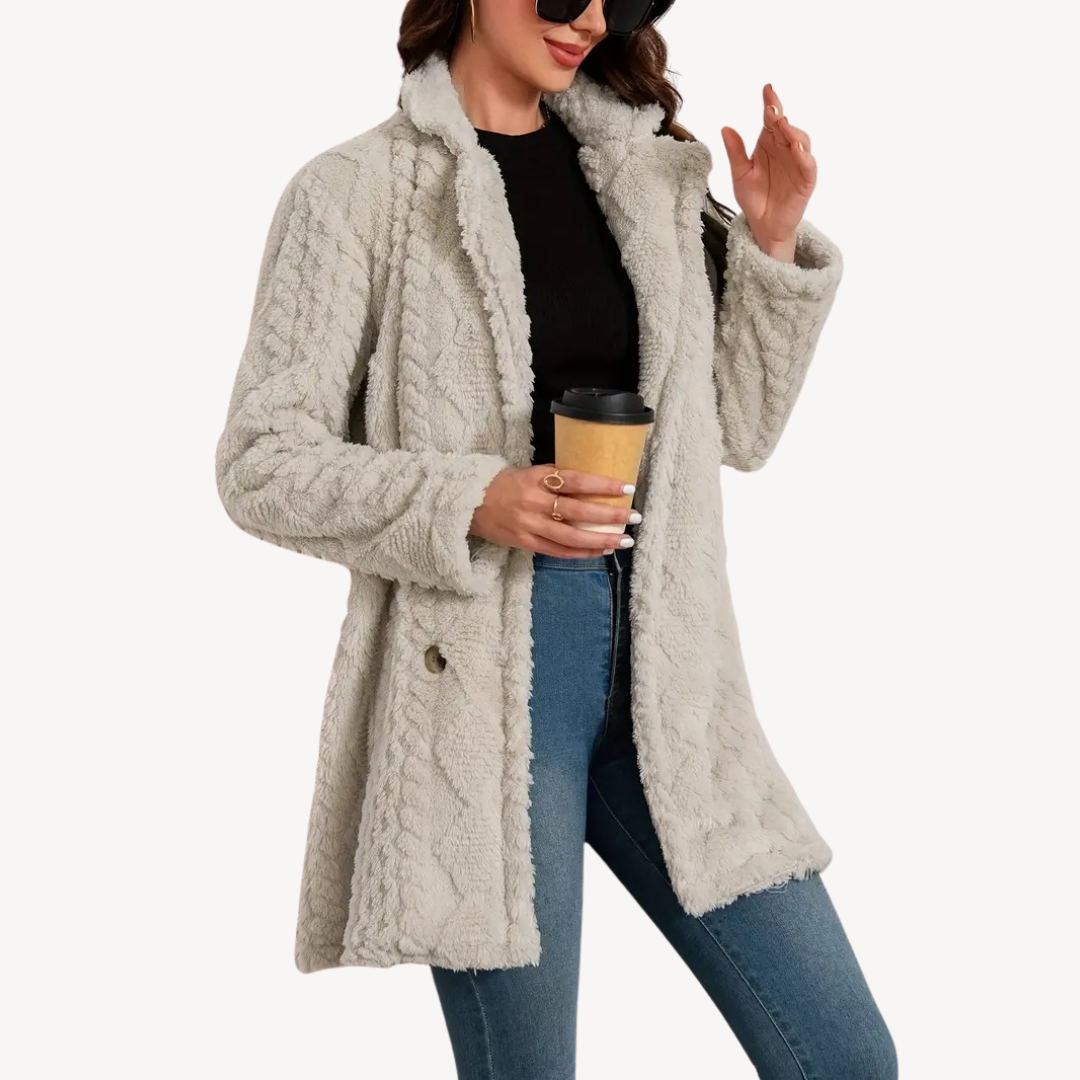 Ladies Luxury Faux Fur Trench Coat