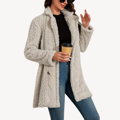 Ladies Luxury Faux Fur Trench Coat