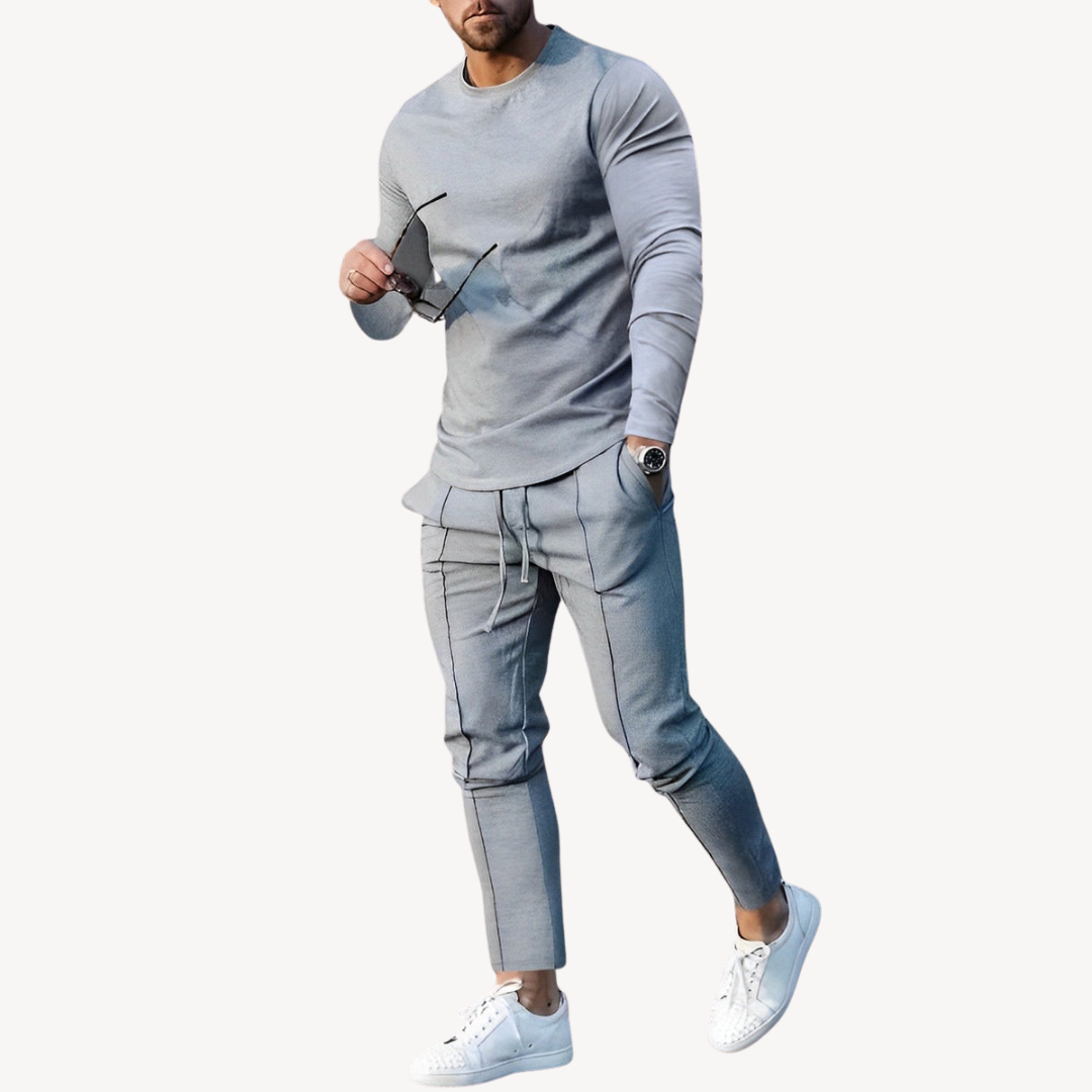 Men's Relaxed Fit Long Sleeve Jogger Suit - Nocini
