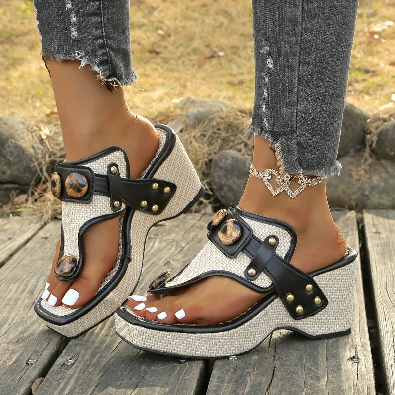 Elegant High Heel Wedge Sandals - Olytrend