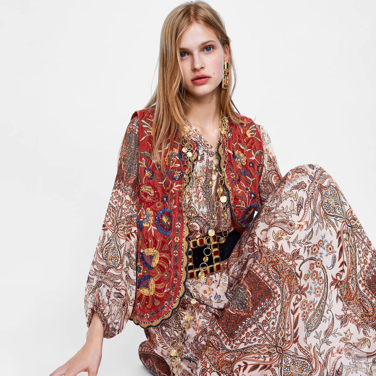 Elegant Floral Quilted Vest - Olytrend