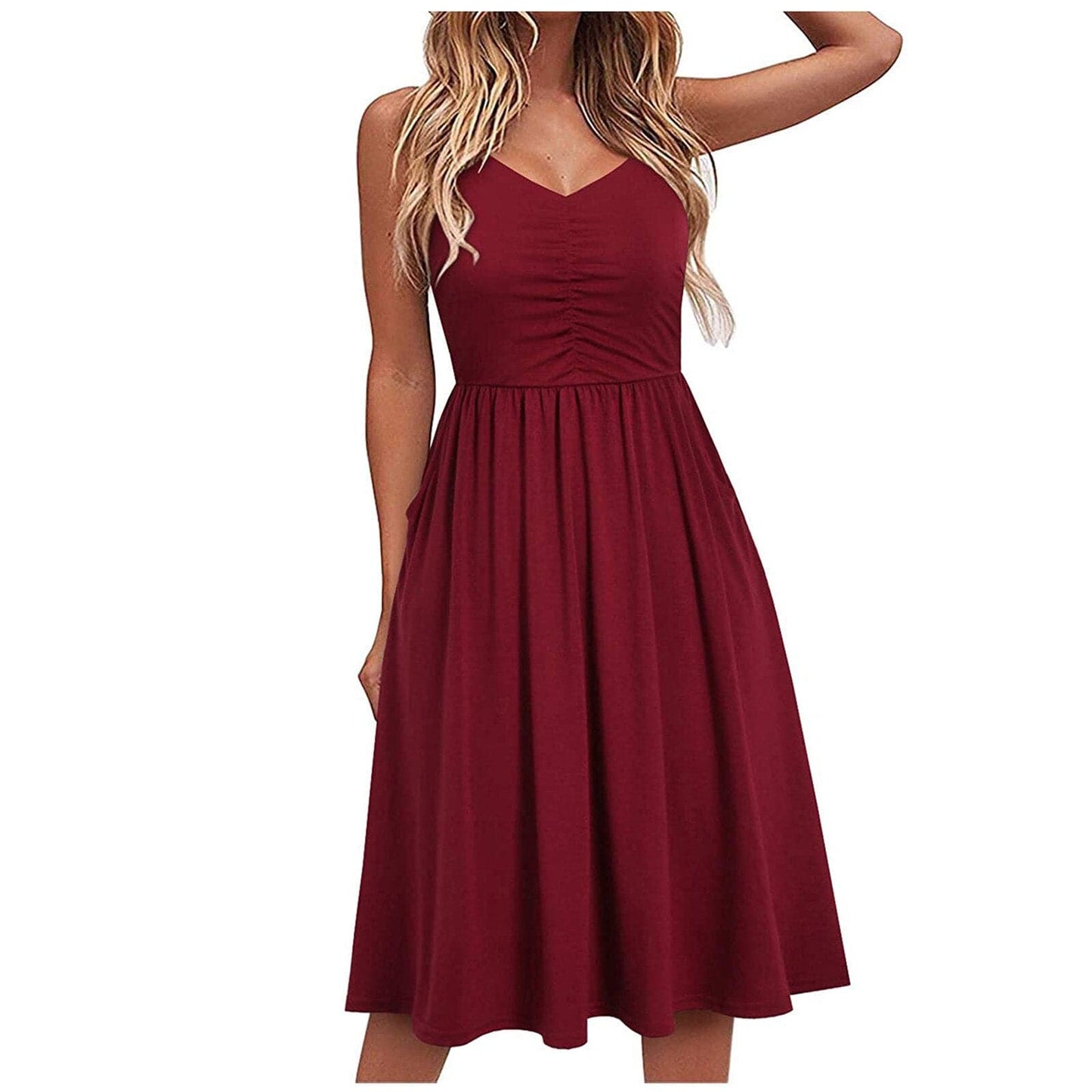 Casual V-Neck Sleeveless Summer Dress - Nocini