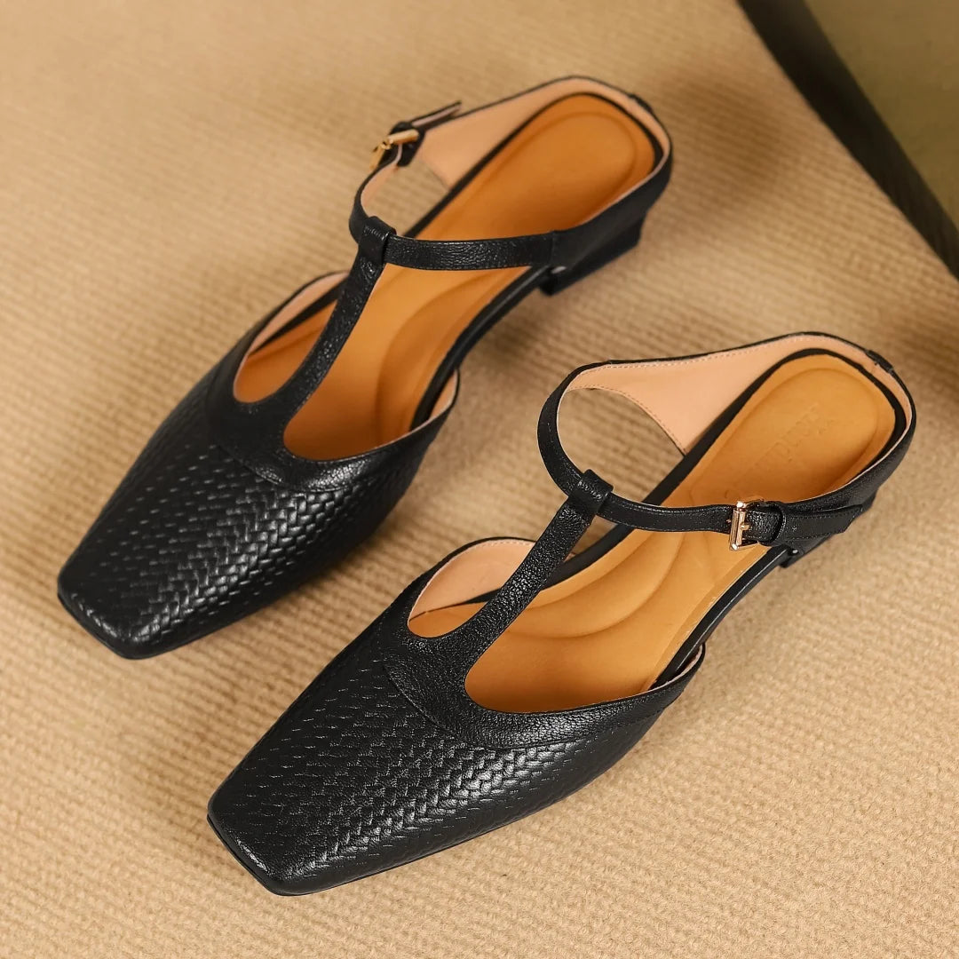 Image of Hailey | Women's T-Strap Block Heel Mules