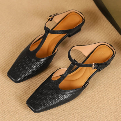 Image of Hailey | Women's T-Strap Block Heel Mules
