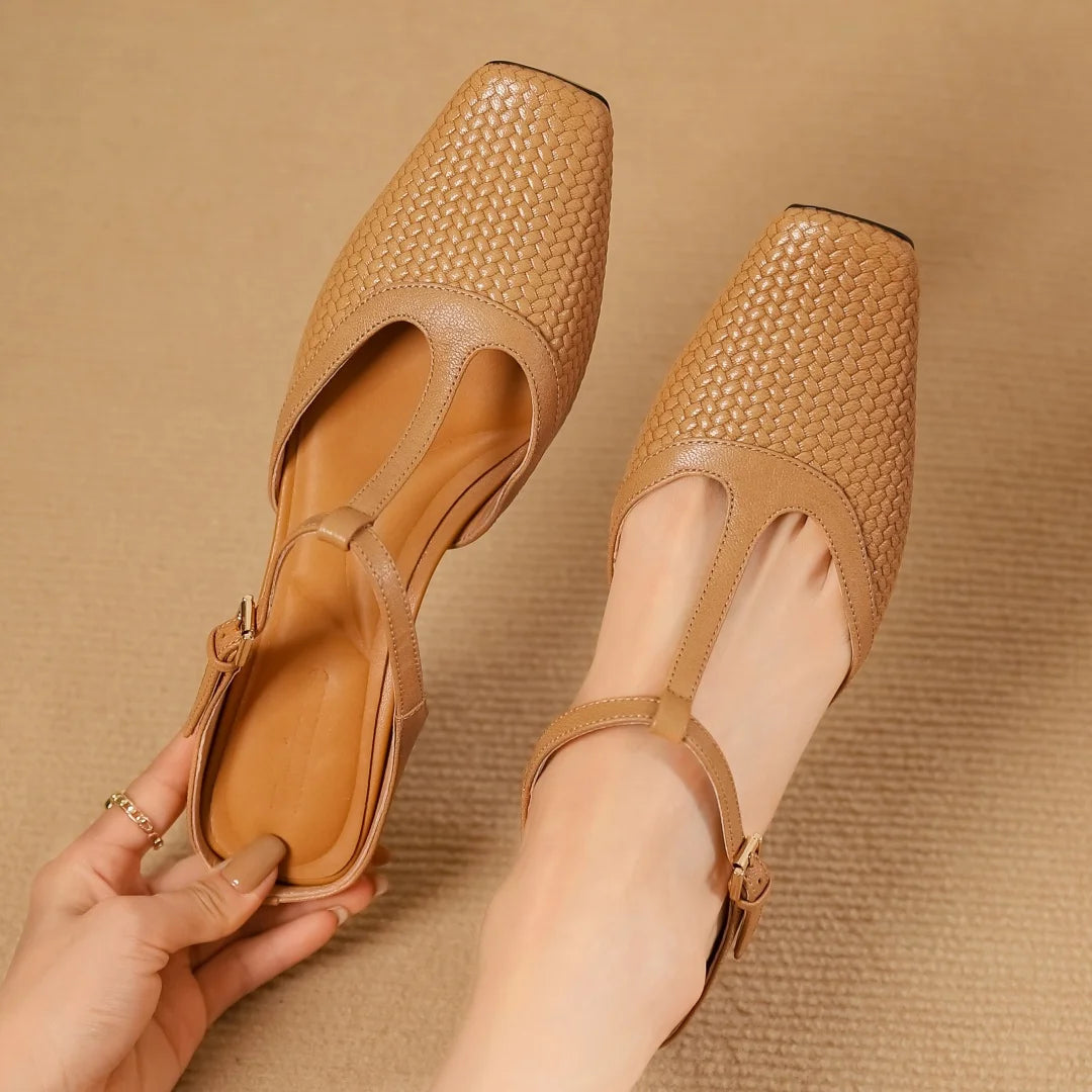 Image of Hailey | Women's T-Strap Block Heel Mules