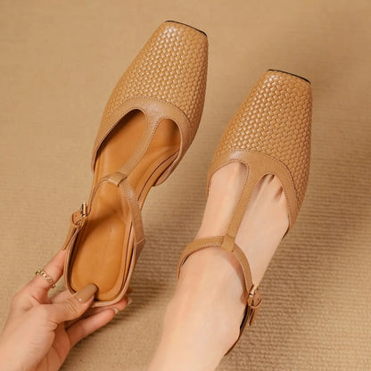 Image of Hailey | Women's T-Strap Block Heel Mules