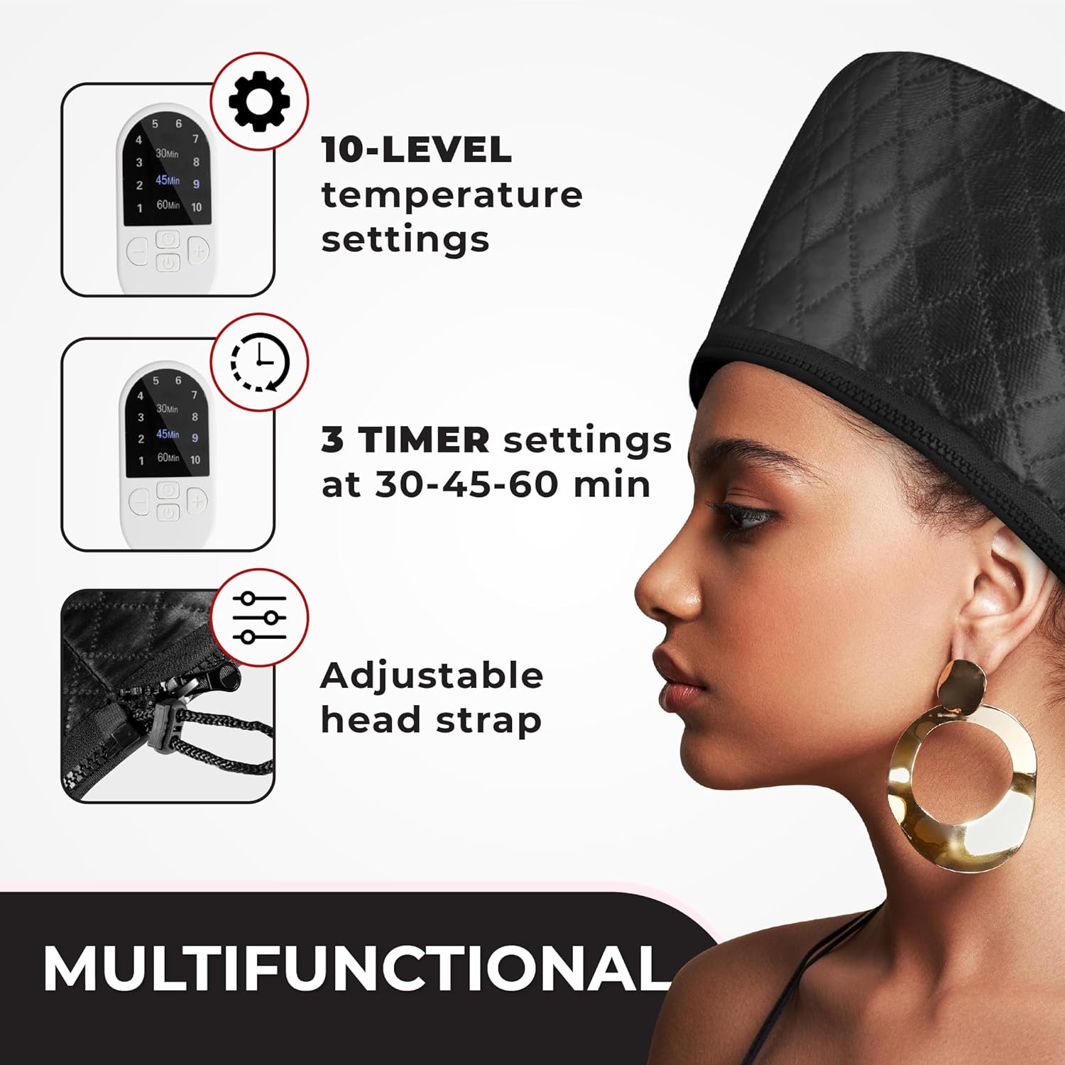 Hair Steamer for Deep Conditioning-Black-Nora Luxe