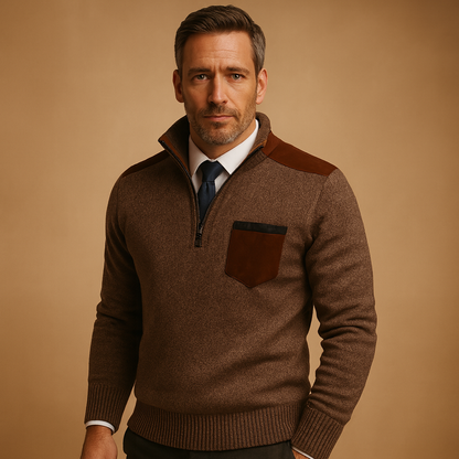 Men's Casual Mid-Zip Sweater - Nocini