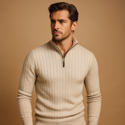 Men's Thermal Zip Neck Pullover Sweater - Nocini