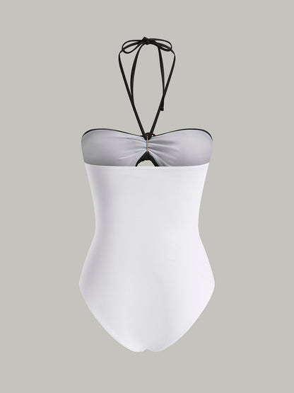 Sleek Cut Out Metal Bikini One Piece Swimsuit