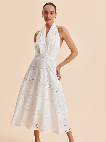 Floral Waist Belted Mid Length Summer Dress