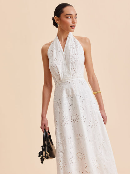 Floral Waist Belted Mid Length Summer Dress