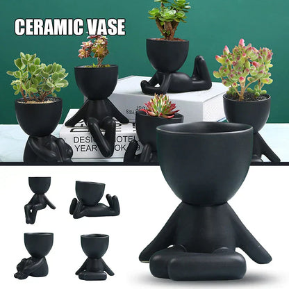Handmade Ceramic Succulent Planter with Drainage Hole - TerraCotta-01-Nora Luxe