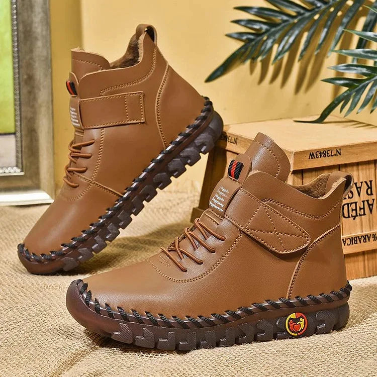 Handmade Comfort Sneaker Boots - Amara-Beige-3.0-Nora Luxe