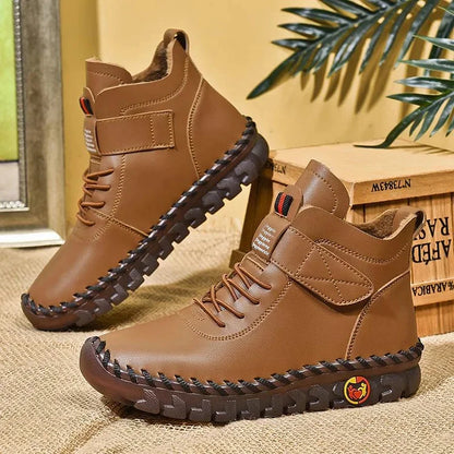 Handmade Comfort Sneaker Boots - Amara-Beige-3.0-Nora Luxe